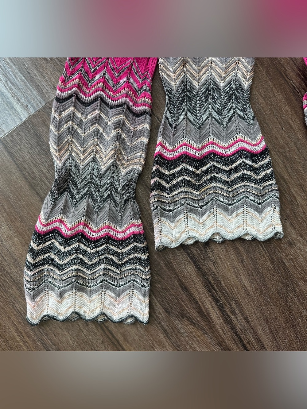 M Missoni Chevron Knit Long-Sleeve Dress in Pink. Size Italian 38 - Picture 10 of 16